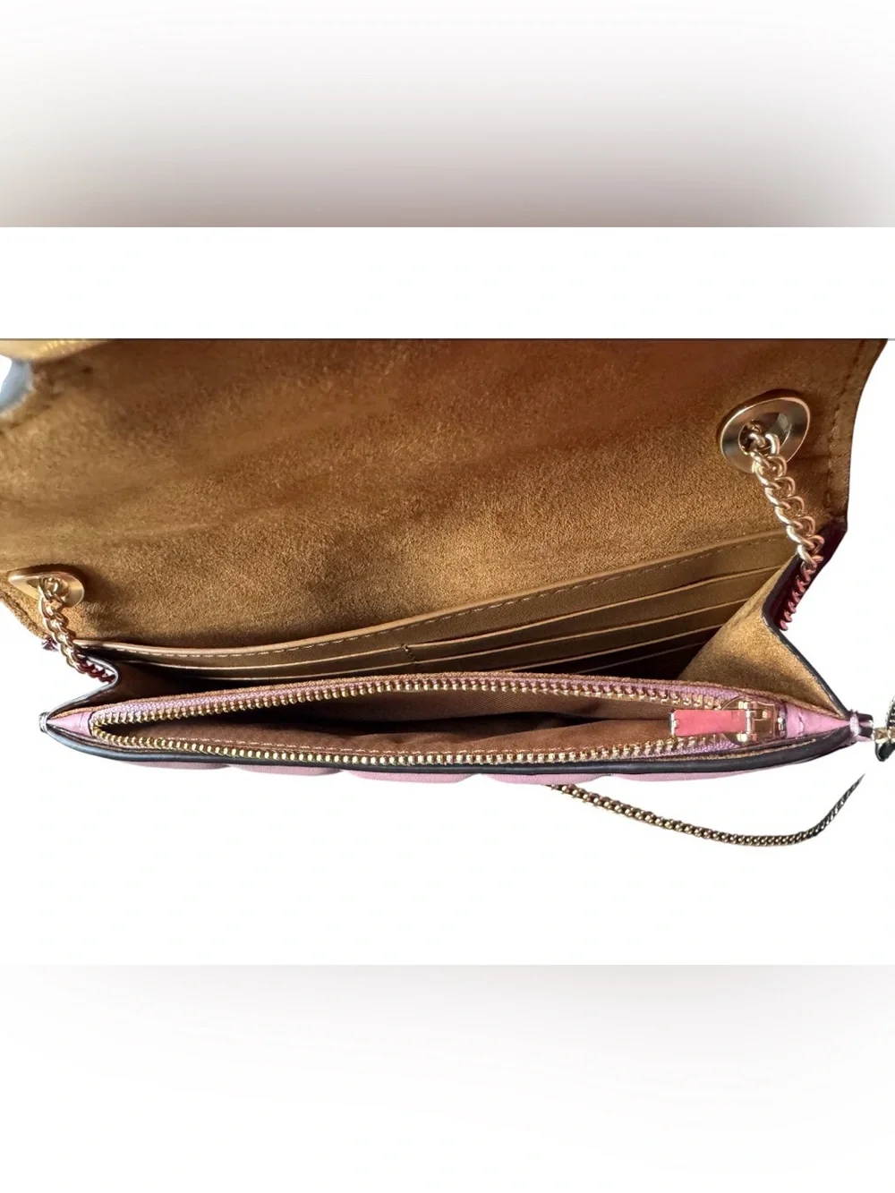 Coach Colorblock Leather Crossbody in Pink, Brown and Tan